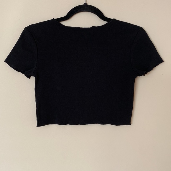[S] Zara Cropped Short Sleeve Top | Black - Picture 2 of 4